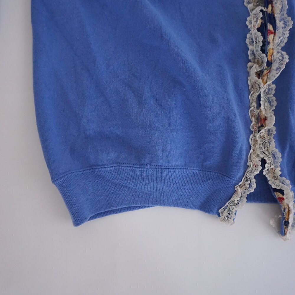 Vintage Hanes Her Way Blue Butterfly Lace Design Cotton Blend Sweater Cardi Xl - Picture 7 of 11